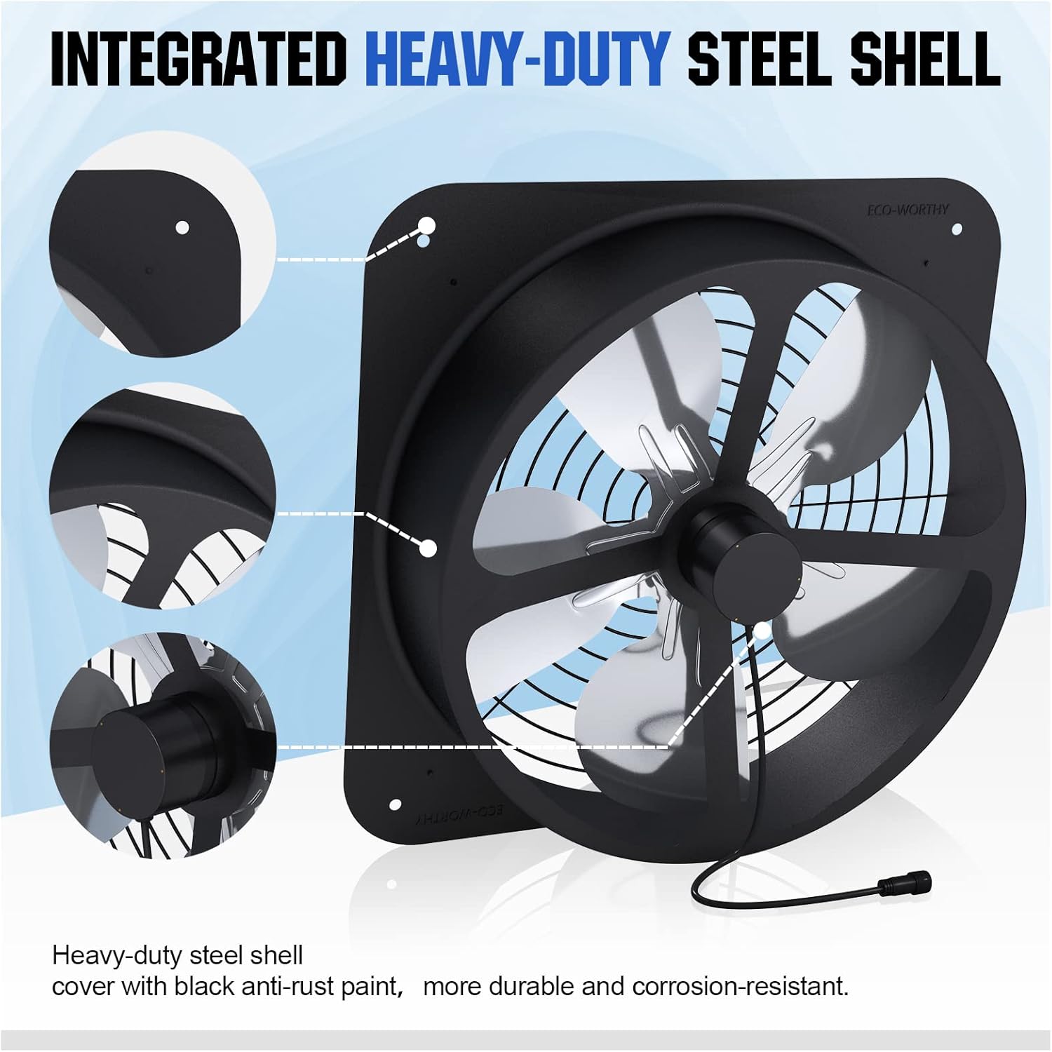 ECO-WORTHY 25W Solar Powered Attic Ventilator Gable Roof Vent Fan with 30W Foldable Panel - Fans for Home Attic, Greenhouse, RV or Outdoor