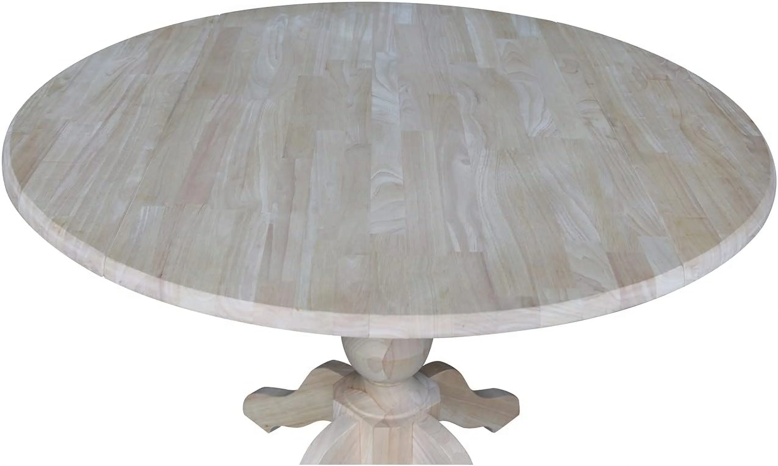 Round Dual Drop Leaf Pedestal Table-30.3" H, Unfinished Dining Table, Ready To Finish
