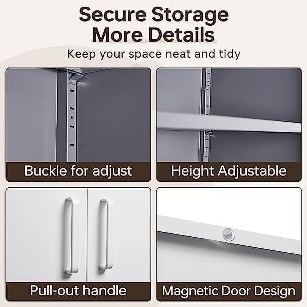 TJUNBOLIFE Metal  Cabinets with Locking Doors 71"