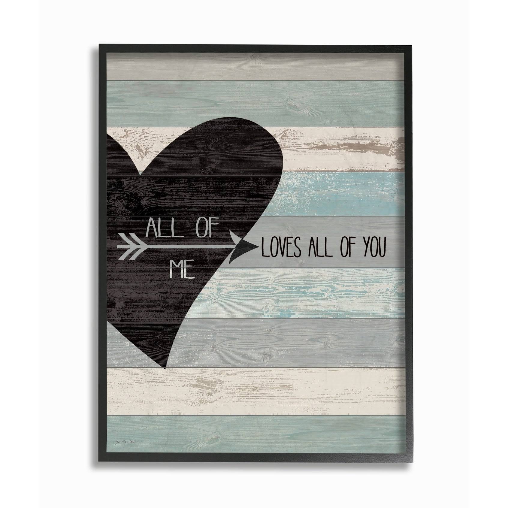 Stupell Industries All of Me Loves All of You Distressed Heart Black Framed, 24 x 30, Proudly Made in USA - 24 x 30 - Wood