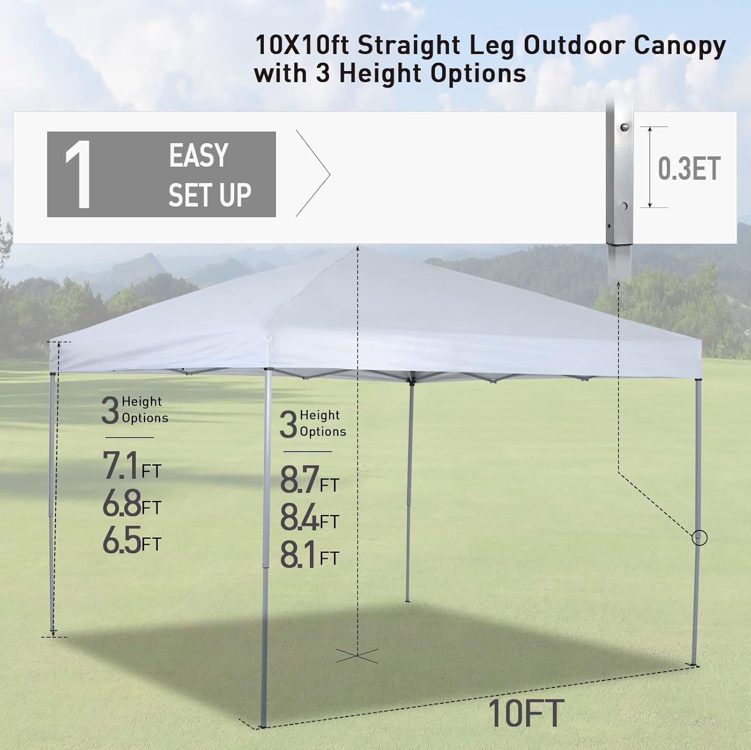 Canopy Tent Outdoor Canopy Party Shade 10 x 10ft Portable Pop Up Canopy Event Tent Party Tent Spacious Summer Cover Instant Canopy Shelter Tent with