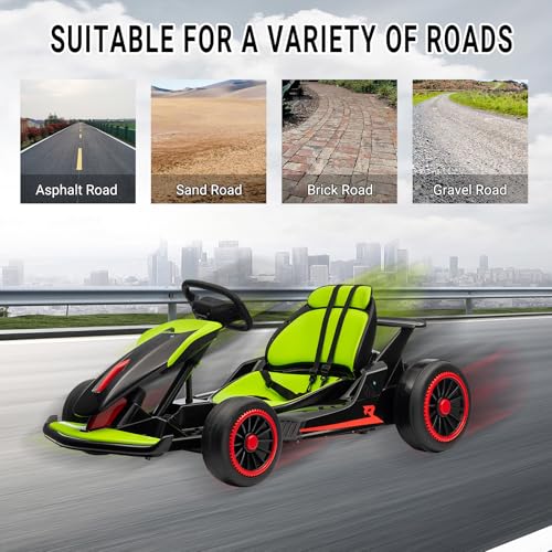 Kids Go Kart, Ride On Drift Kart with Dual 200W Motors, 24V Battery Powered Electric Drift Car, Outdoor 2-Speed Ride On Racing Toy for Boys Girls 6+