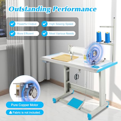 Heavy Duty Sewing Machine with Servo Motor, 550W Commercial Sewing Machine Electric Sewing Machine with 14 Needles