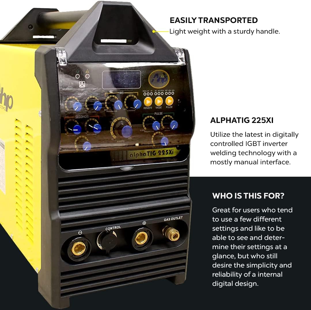 New 2024 AHP Alpha-TIG 225Xi 200 Amp IGBT AC/DC Pulse TIG/Stick Welder 110v/220v Dual Voltage