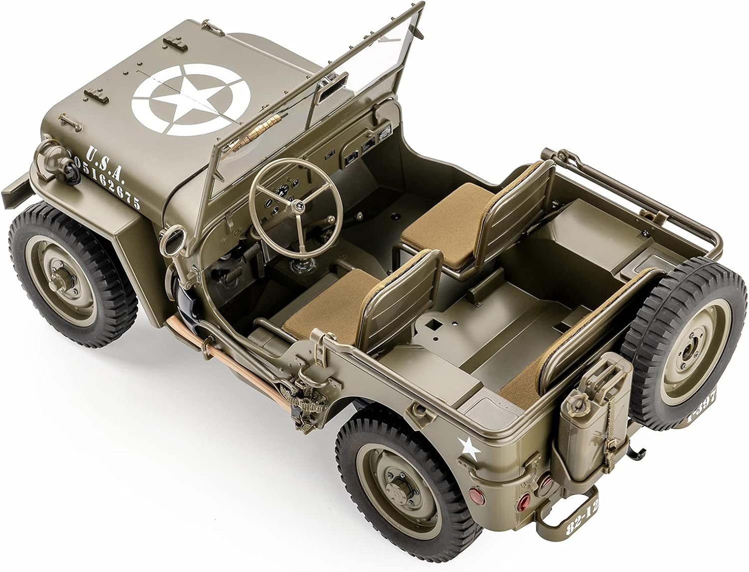 RocHobby 1/12 1941 MB Scaler RC Jeep, 4x4 Hobby Grade RTR RC Car Mini RC Rock Crawler Military, 2.4Ghz RC Truck with 180 Brushed Motor, LED Lights