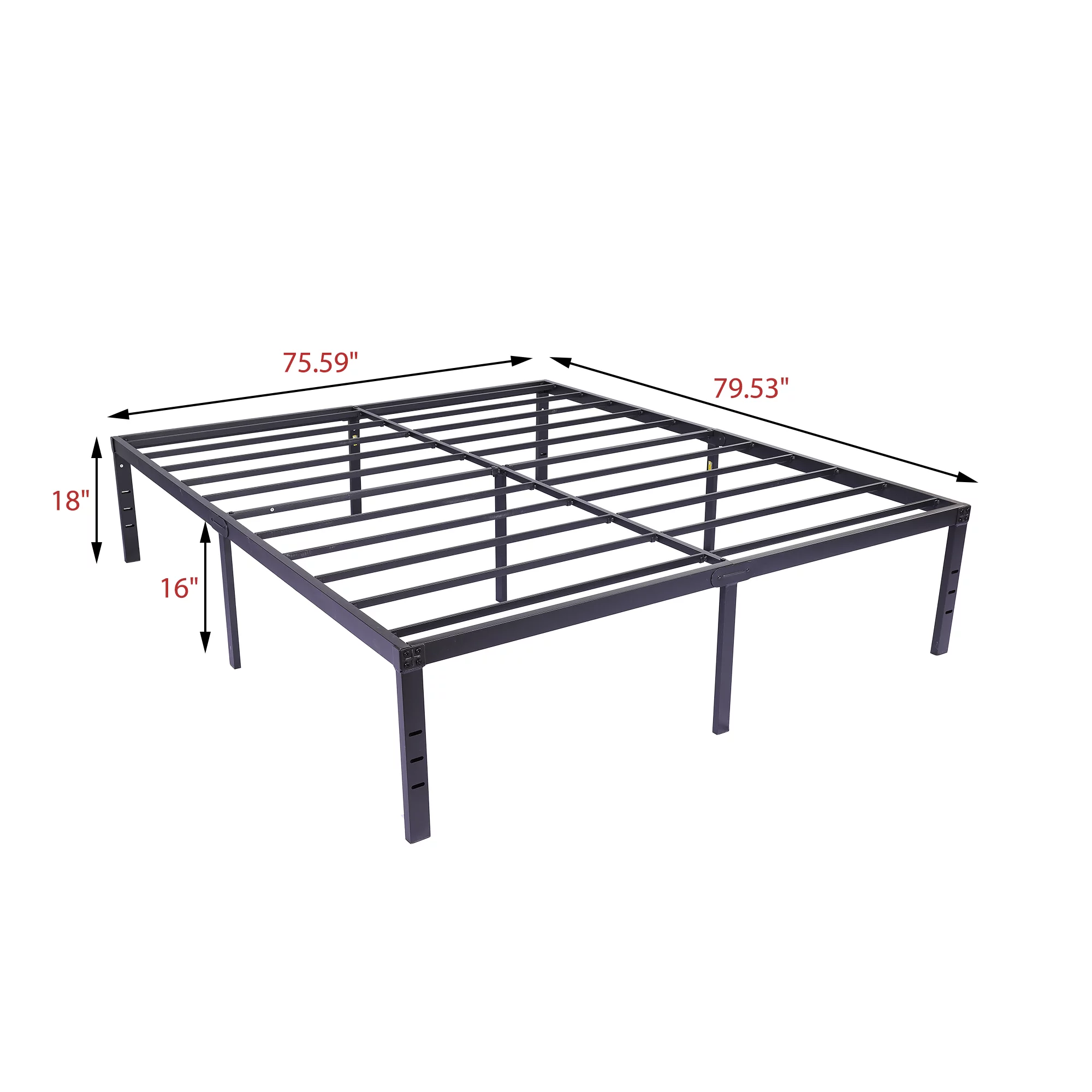 NNV 18" 3500 lbs Heavy Duty King Bed Frame, Duty Steel Slat Metal Bed Frame, Black