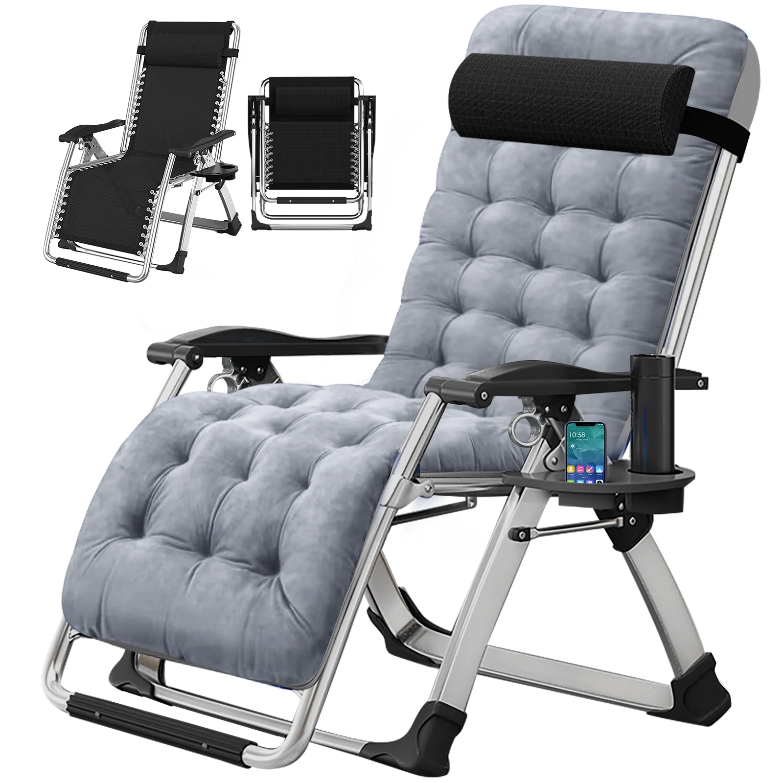 Slsy XL Zero Gravity Chair, Oversized XL Folding Reclining Lounge Chair with Removable Cushion & Tray for Indoor and Outdoor