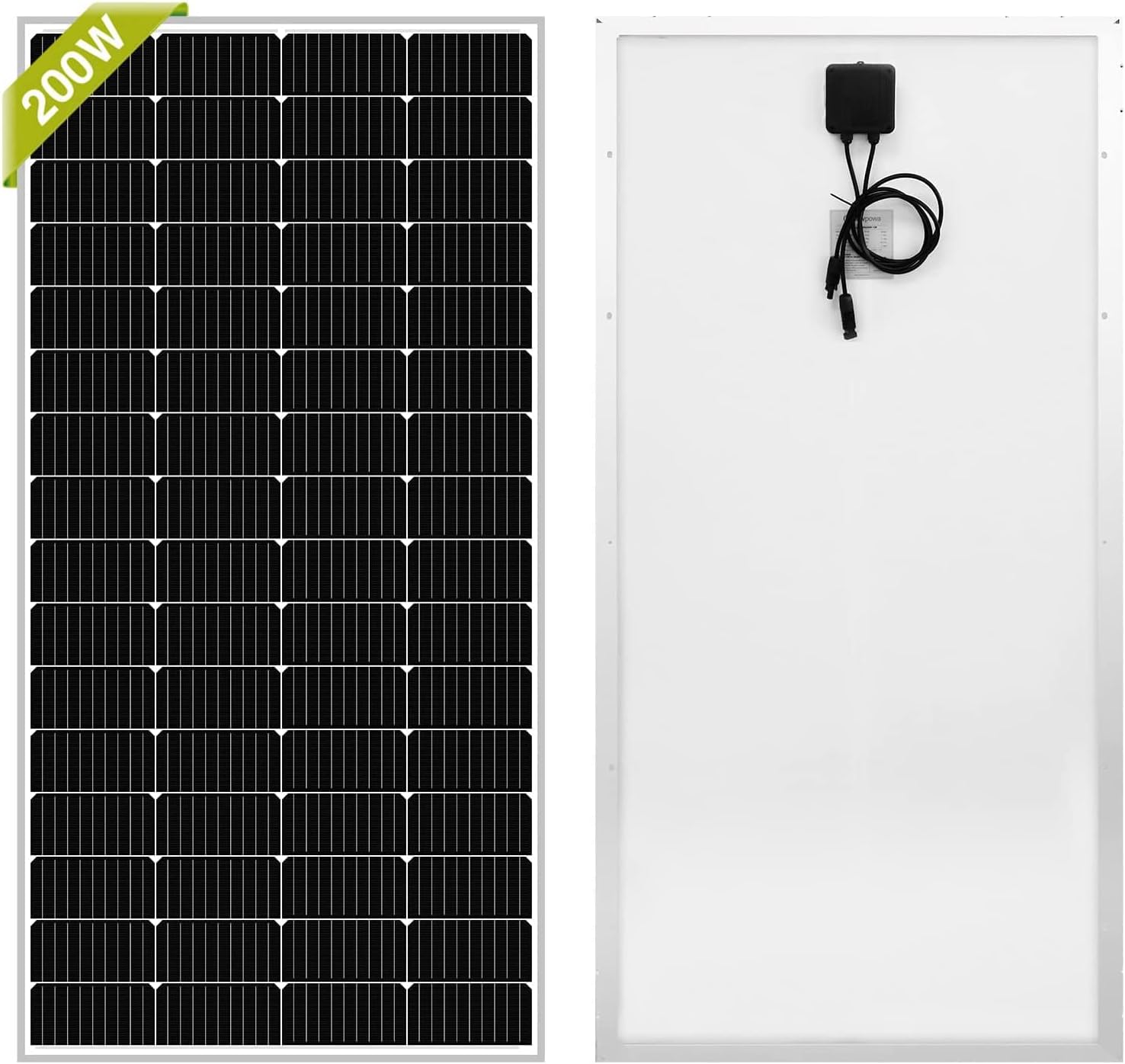 Newpowa 5BB Cell 200W Monocrystalline 200 Watts 12V Solar Panel High Efficiency Mono PV Module Power for RV Marine Boat Cabin or Other Off Grid System