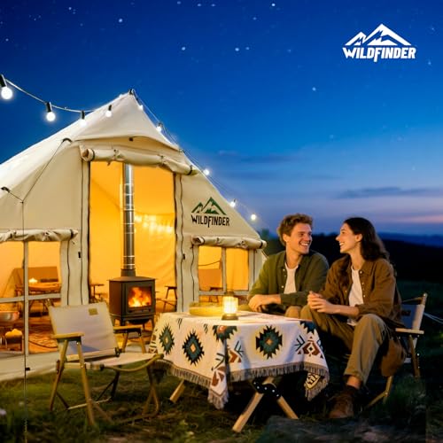 Inflatable Tent with Skylight, Quick Setup Blow Up Tents with Pump, Hot Tent with Stove Jack, Waterproof Oxford Inflatable House for Camping