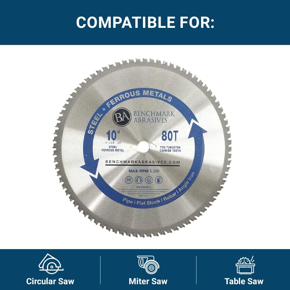 Benchmark Abrasives 14" 80 Tooth Tungsten Carbide Tips Saw Blade for Thin Steel and Ferrous Metals