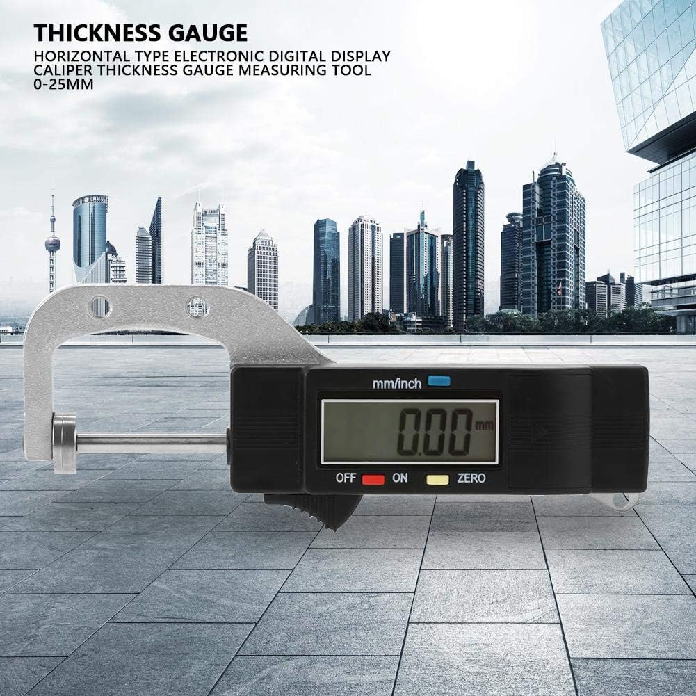 Thickness Gauge,0-25mm Horizontal Type Electronic Digital Display Caliper Thickness Gauge Measuring Tool