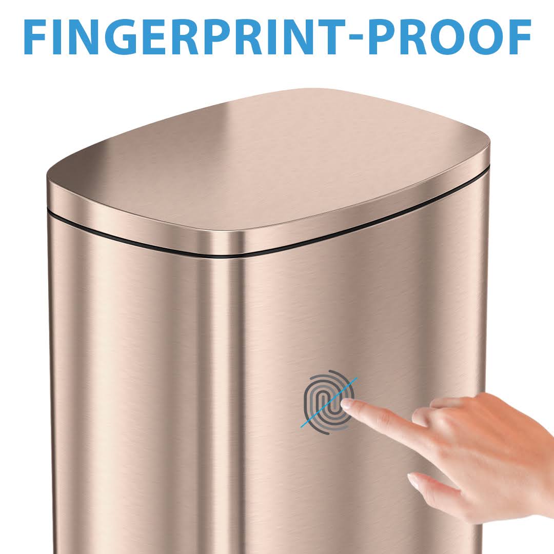 iTouchless SoftStep 13.2 Gallon Stainless Steel Step Garbage Kitchen Trash Can with Odor Control, Rose Gold