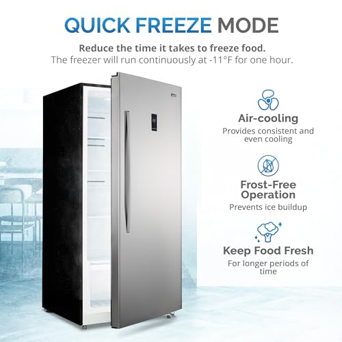 Newair 13.8 cu. ft. Upright Freezer, Fridge Freezer Convertible, Garage Ready Refrigerator, Frost Free Freezer with Door Alarm, Stand up Deep Freezer