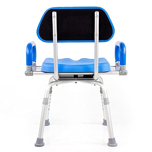 Revolution Pivoting Shower Chair for Bathtub, Adjustable Swivel Seat with Padded Back and Arms, Adjustable Space Saving Design for Tubs, Shower