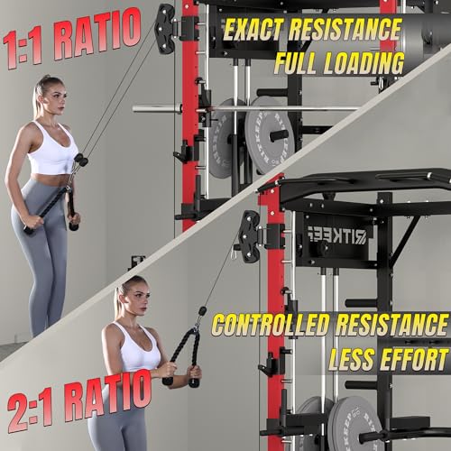 Smith Machine with Jammer Arms & Leg Press with Adjustable Dual Pulley Ratio (1:1 & 2:1), PMAX-4750 All-in-One Commercial & Home Gym Equipment