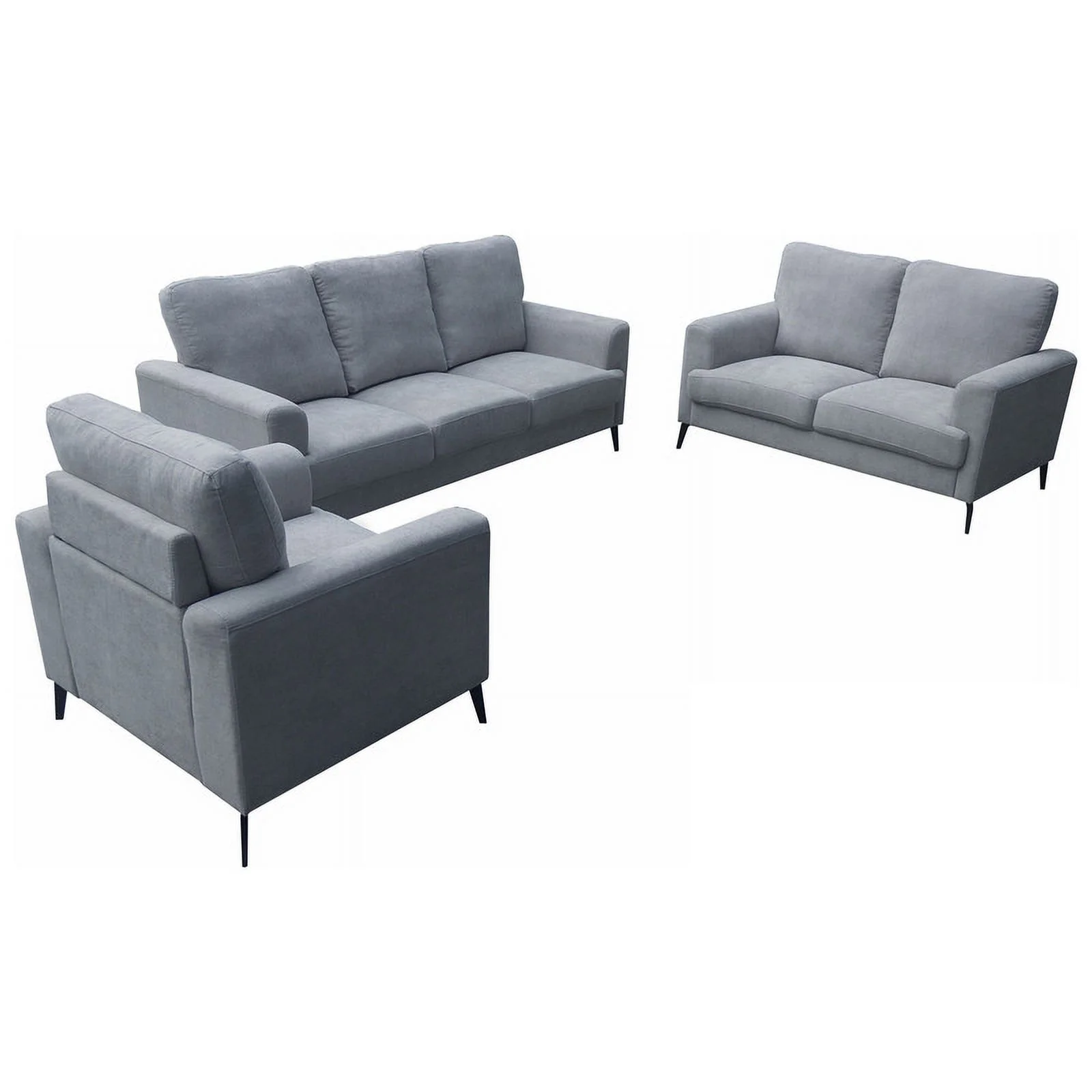 Pemberly Row Gray Chenille Sofa Loveseat Chair Living Room Set
