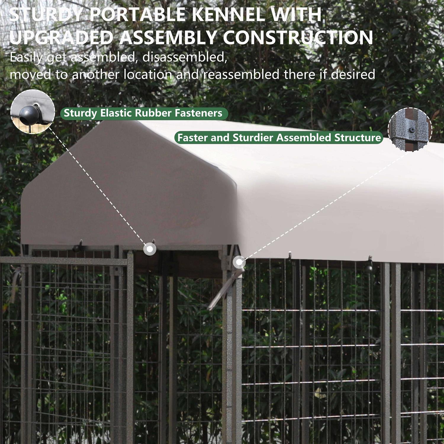 Veikous Outdoor Dog Kennel Rotating Feeding Door and Cover