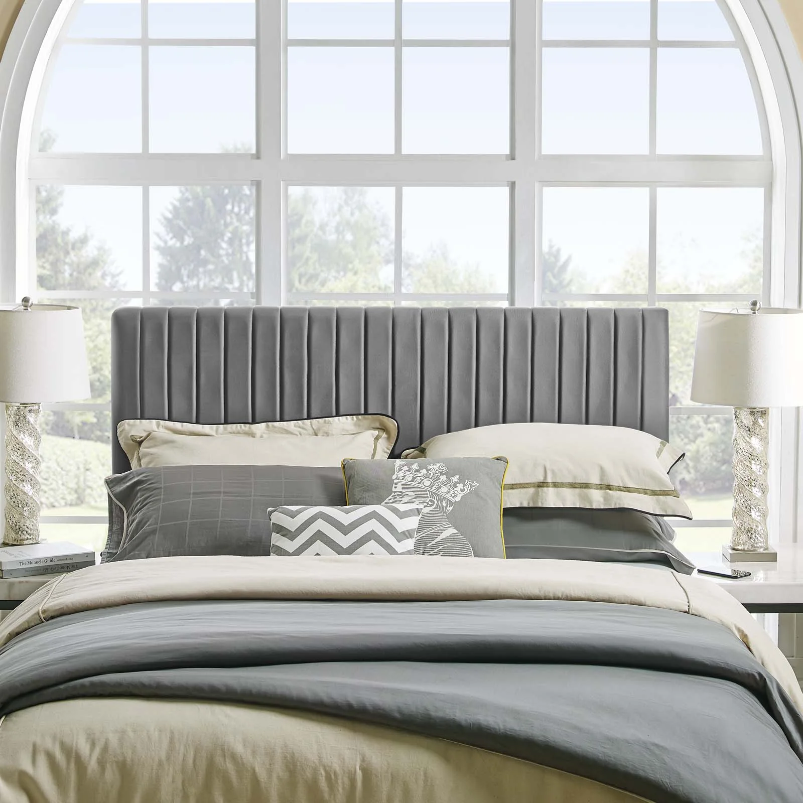 Modway Keira King/California King Performance Velvet Headboard in Gray