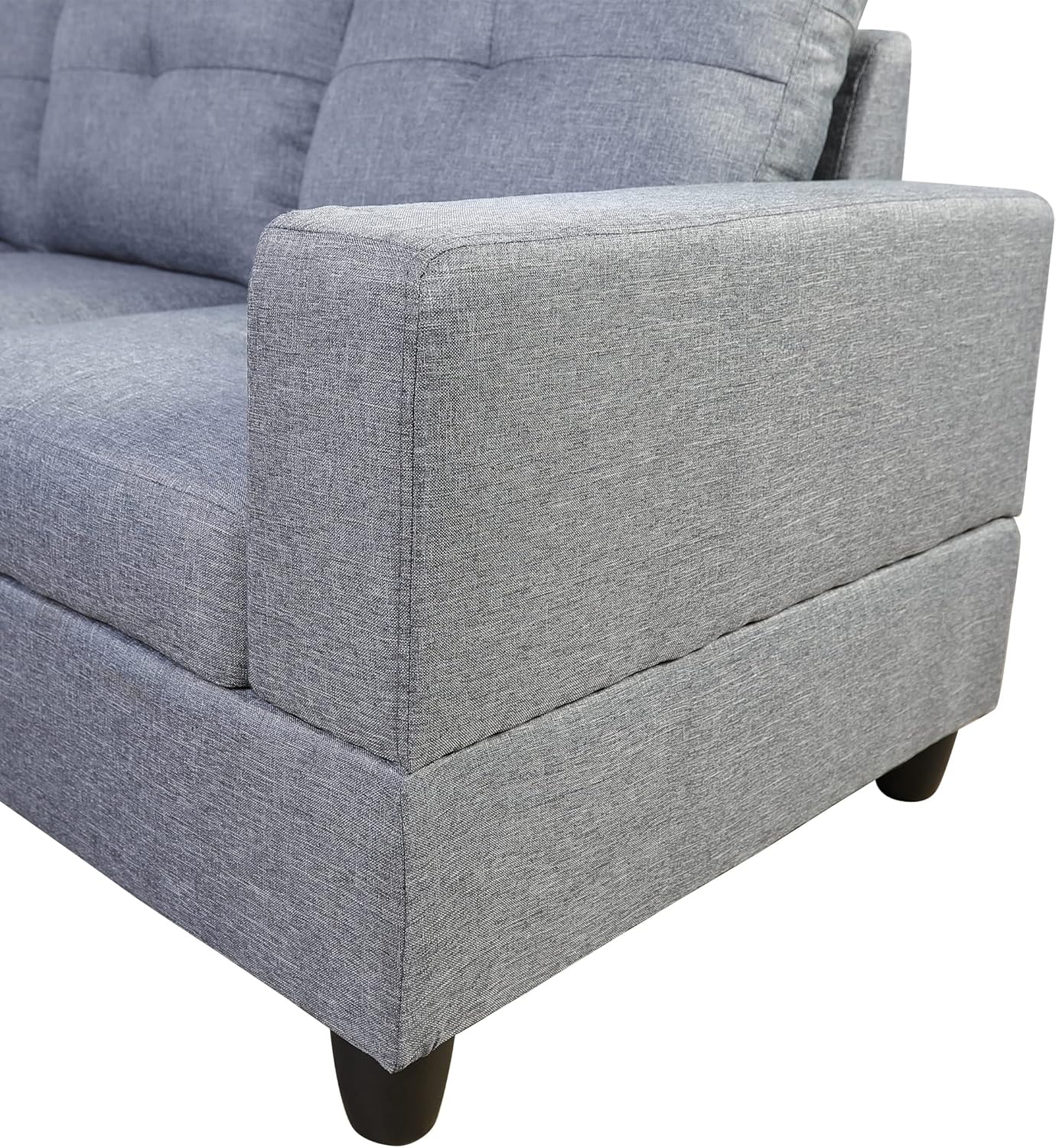 103" L-Shaped Sectional Sofa with Left Chaise Lounge, Storage Ottoman and 2 Throw Pillows
