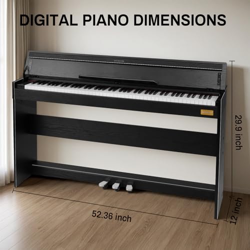 MOSEN 88 Keys Weighted Digital Piano with Furniture Stand & 3-Pedal Unit, Hammer Action Keyboard