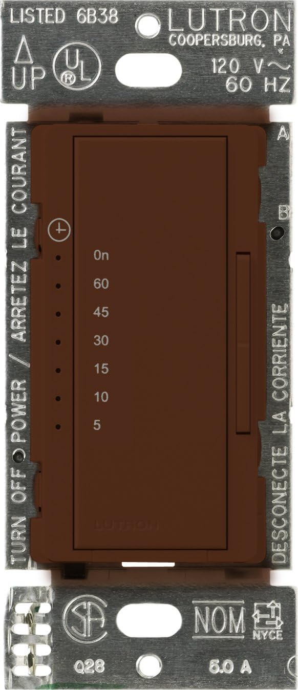 Lutron Maestro Countdown Timer Switch for Halogen and Incandescent Bulbs, 5-Amp Light/3-Amp Fan, Single-Pole or Multi-Location, MA-T51MN-WH, White