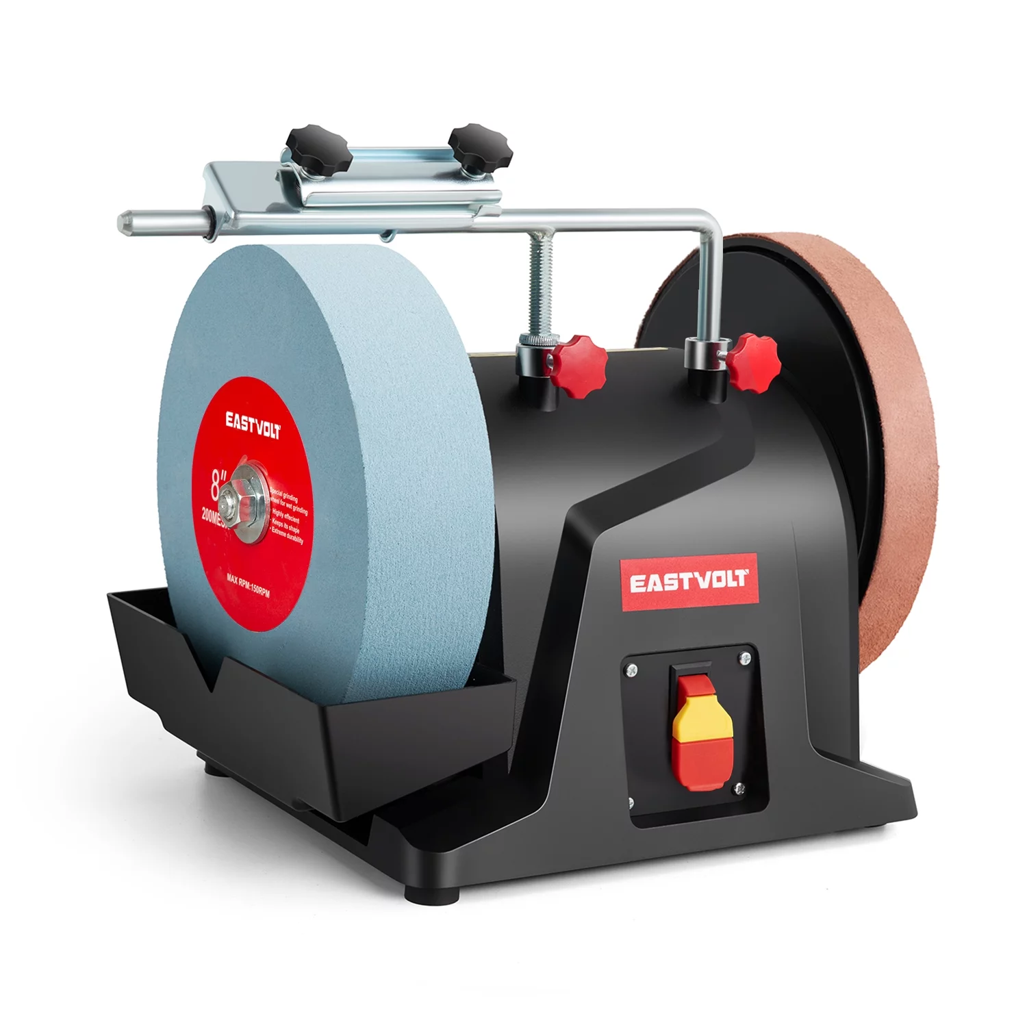 Eastvolt 8 Inch Low Speed Wet Grinding Machine, 120RPM Water Cooled Sharpening System for Household Knives and Woodworking Tools