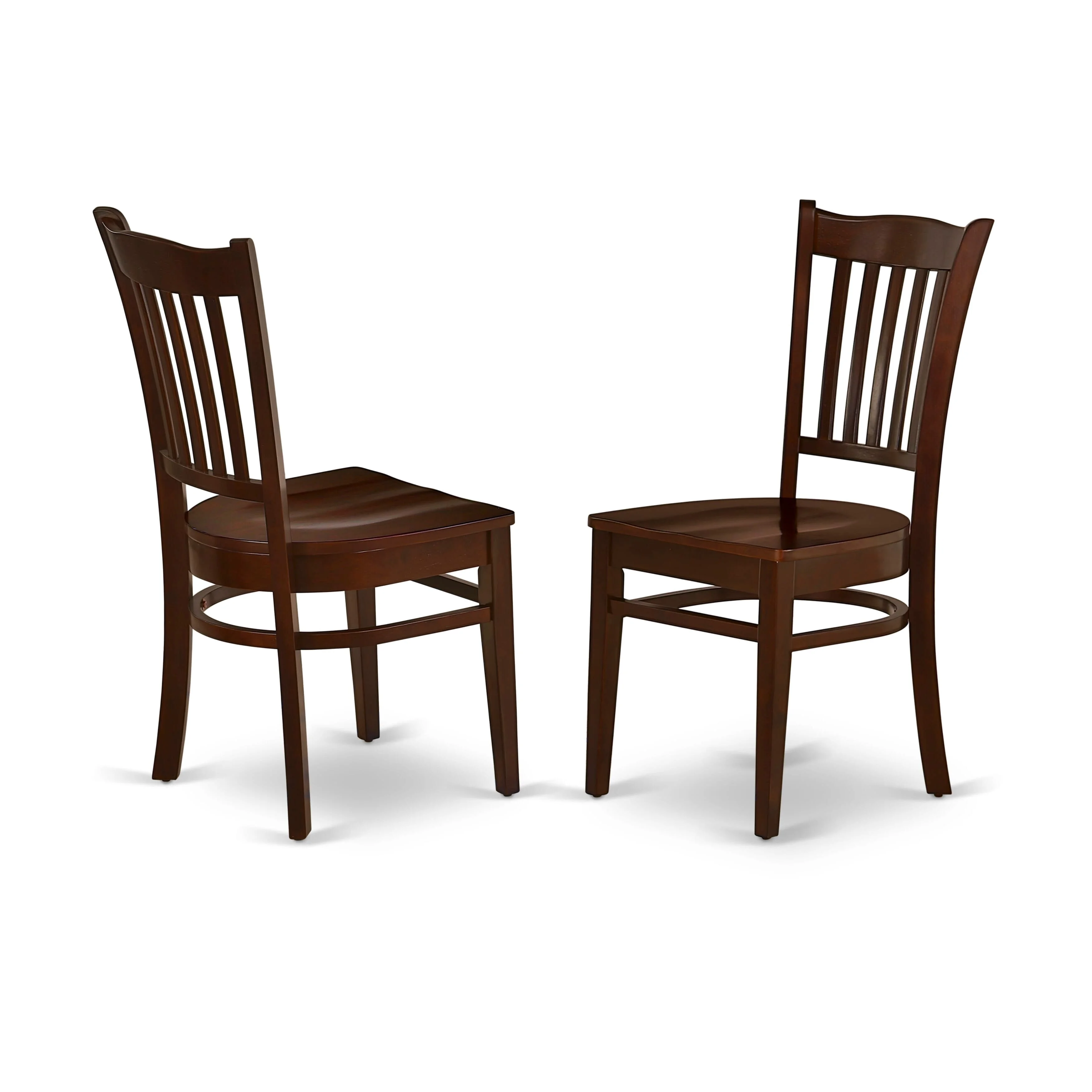 East West Furniture Groton 11" Wood Dining Chairs in Mahogany (Set of 2)