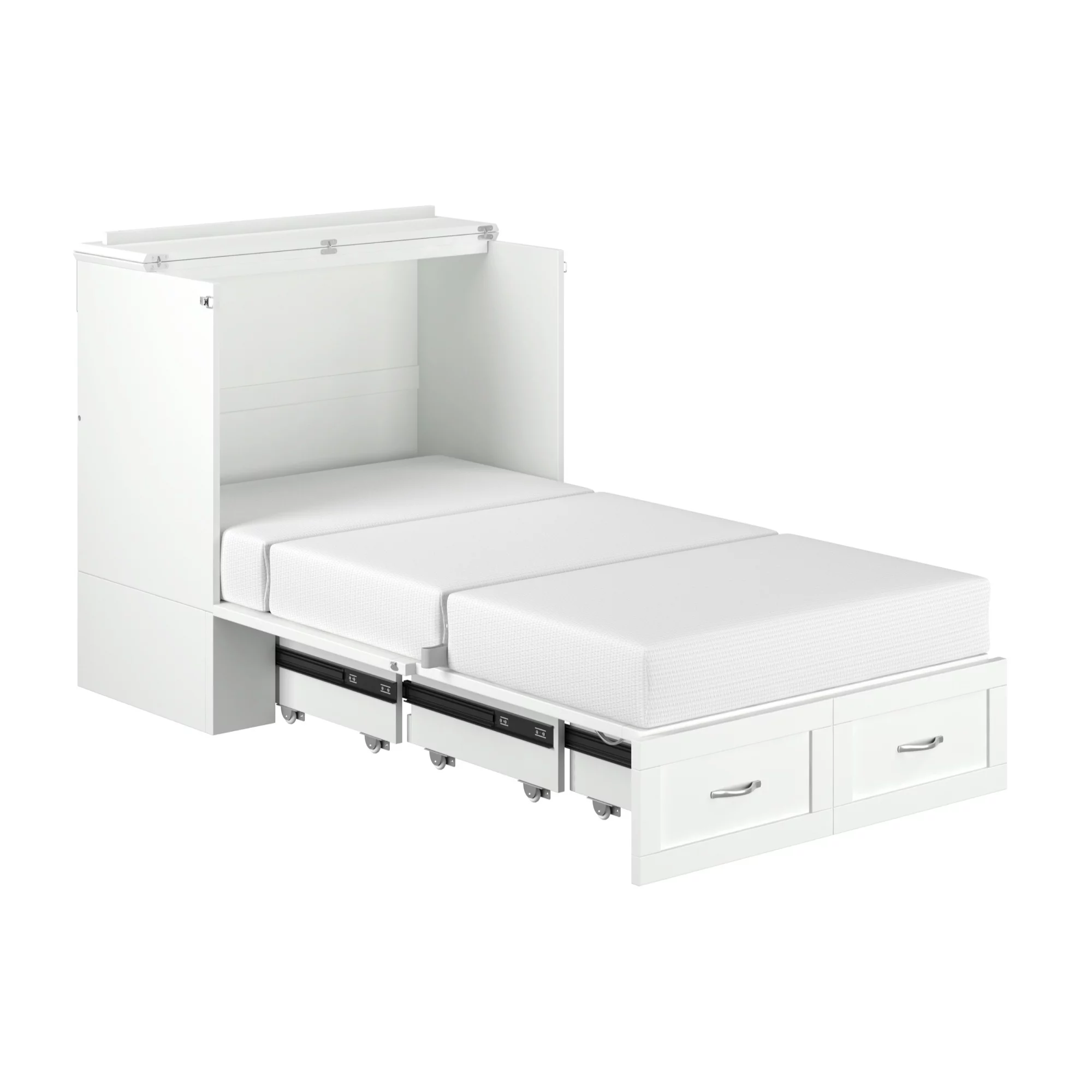 AFI Hamilton Wood Twin Extra Long Murphy Bed Chest in White