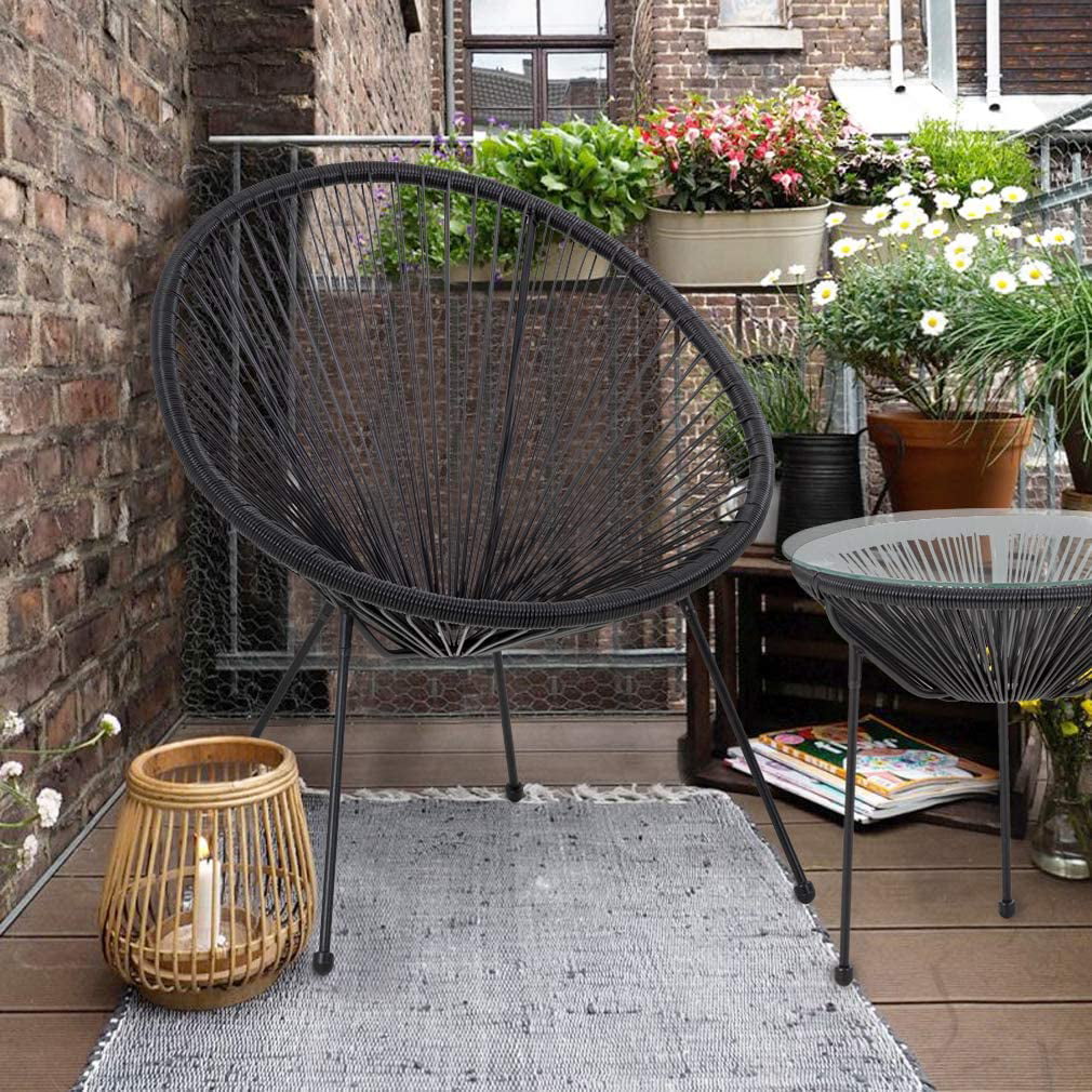 Bistro Table Set Patio Bistro Set Outdoor Chairs Set of 2 Acapulco Chairs Small Patio Table and Chairs All-Weather Hammock Weave Chair Set of 2 And
