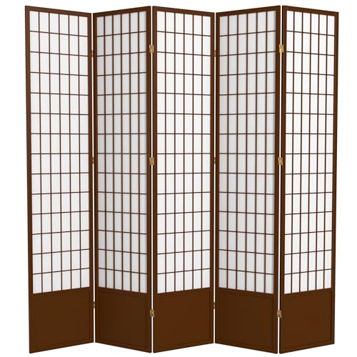 Red Lantern 7 ft. Tall Window Pane Shoji Screen-White-3 Panels Room Divider