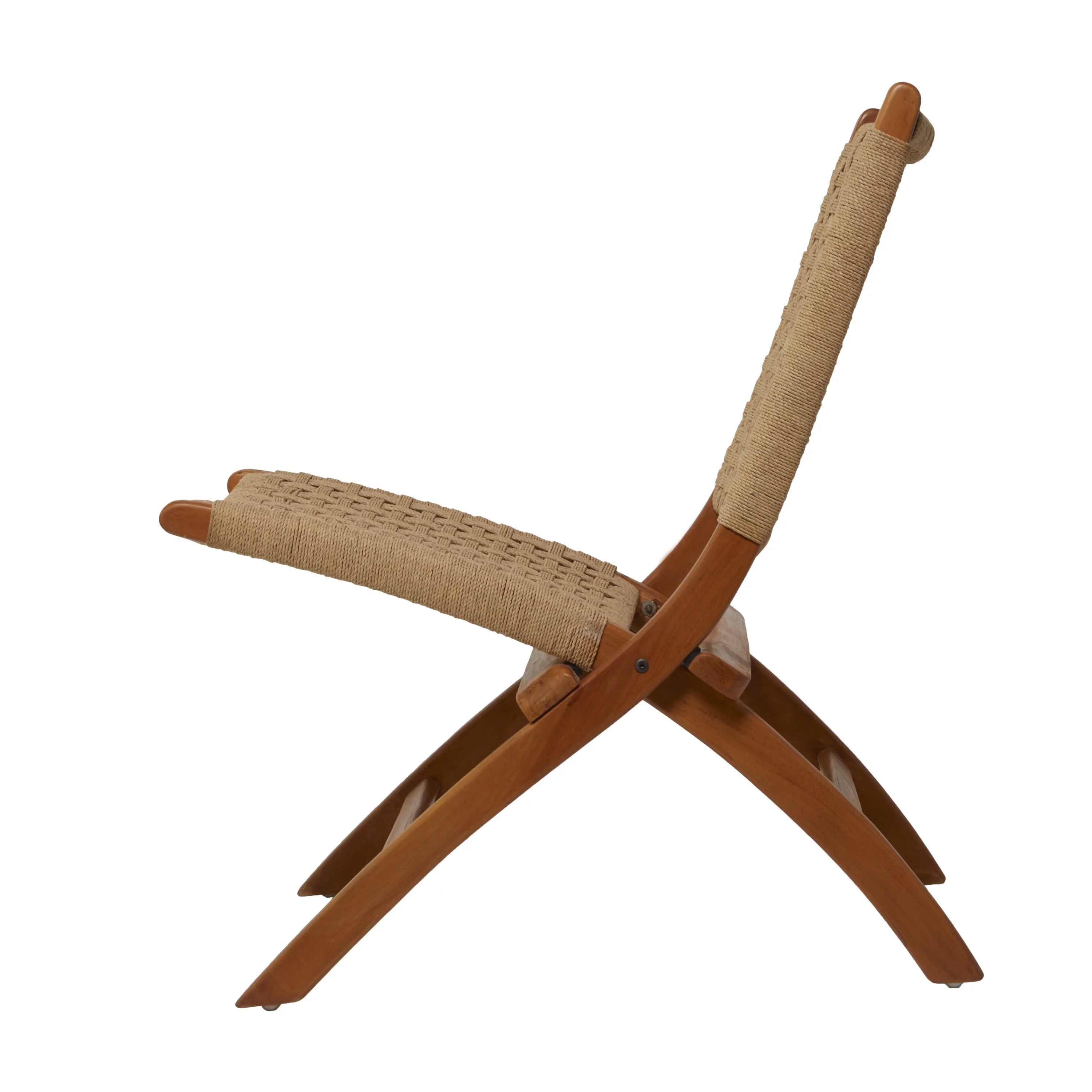 DecMode Wood Handmade Woven Lounge Chair, Brown