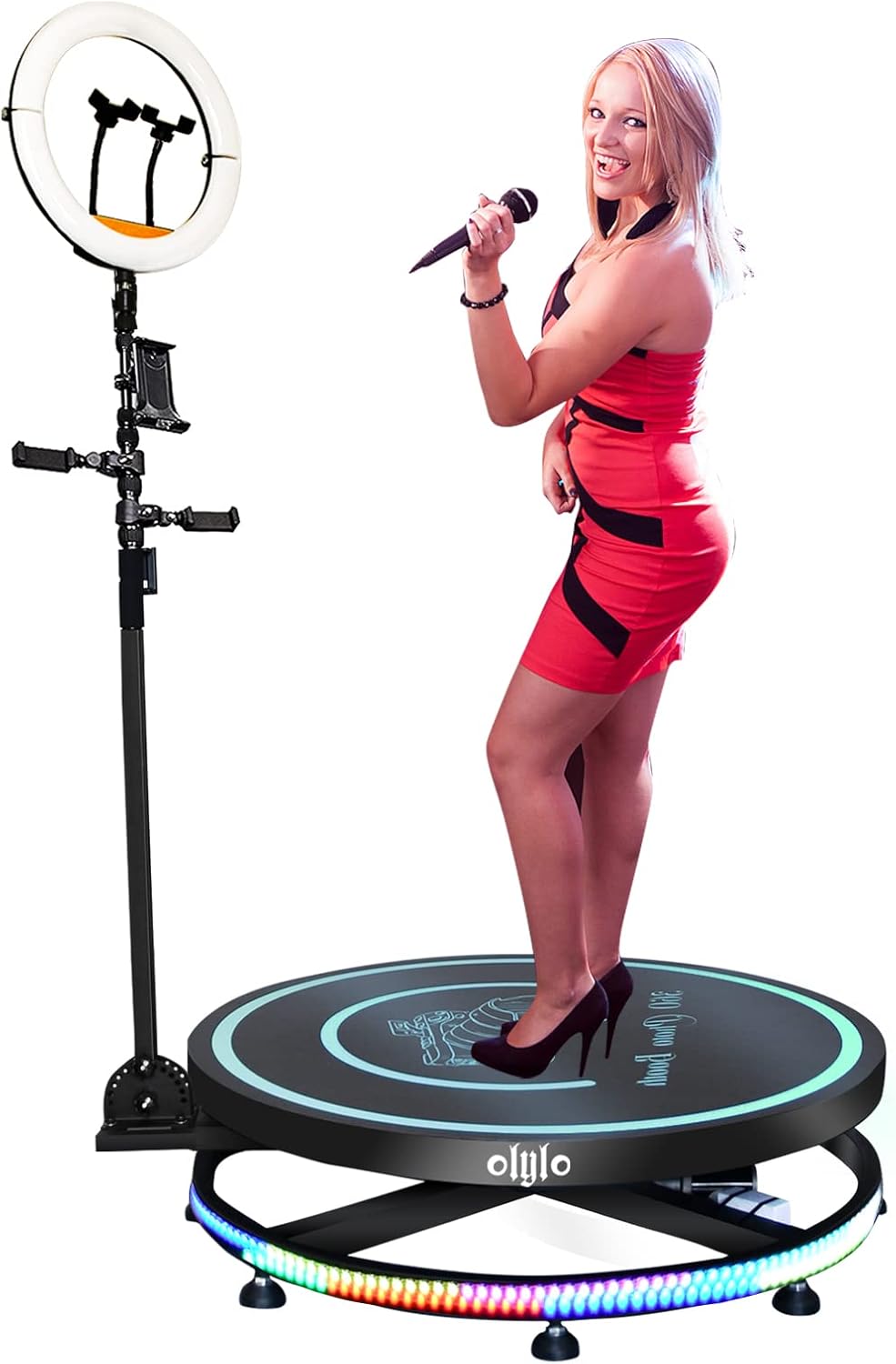 360 Photo Booth Machine for Parties with Free Logo Ring Light Selfie Holder Accessories