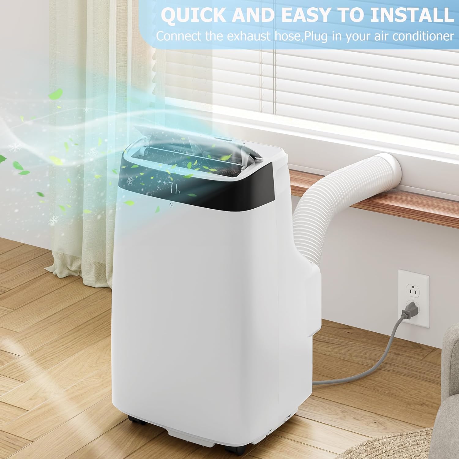 Portable Air Conditioner with 10000 BTU Cooling Power - Remote Control, 450 Sq. Ft Coverage, 3-in-1 Functions, Digital Display