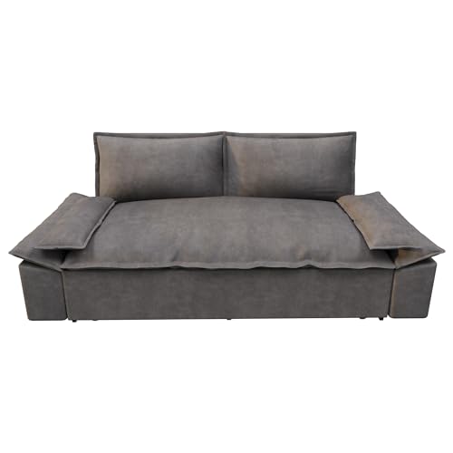 3 in 1 Convertible Queen Sleeper Sofa Bed Comfy Pull Out Futon Couch Bed 63.8" Modern Velvet Recliner Loveseat Sofa Multi-Functional Black Cloud