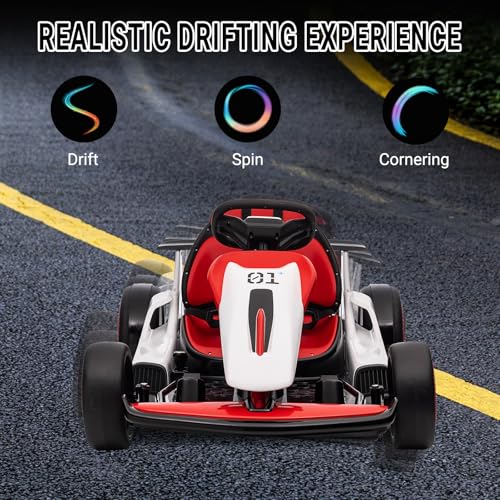 24V Go Kart for Kids, Electric Drift Kart with 2X200W Motor, 7AH Battery, Drift Function, Electric Pedals, and Safety Belt