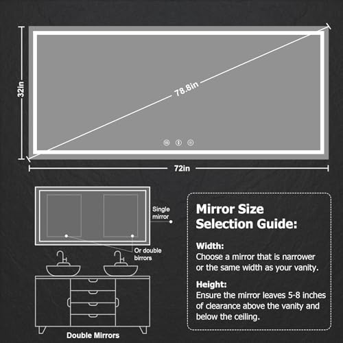YOLEO 40x36 LED Bathroom Mirror with Lights, Led Mirror for Bathroom with Front and Backlit, Lighted Bathroom Vanity Mirror for Wall, Anti-Fog