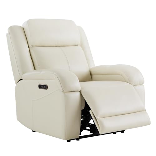 Watson & Whitely Genuine Leather Power Recliner Chairs for Adults, Wall Hugger RV Recliner with Power Headrest & Charging Ports