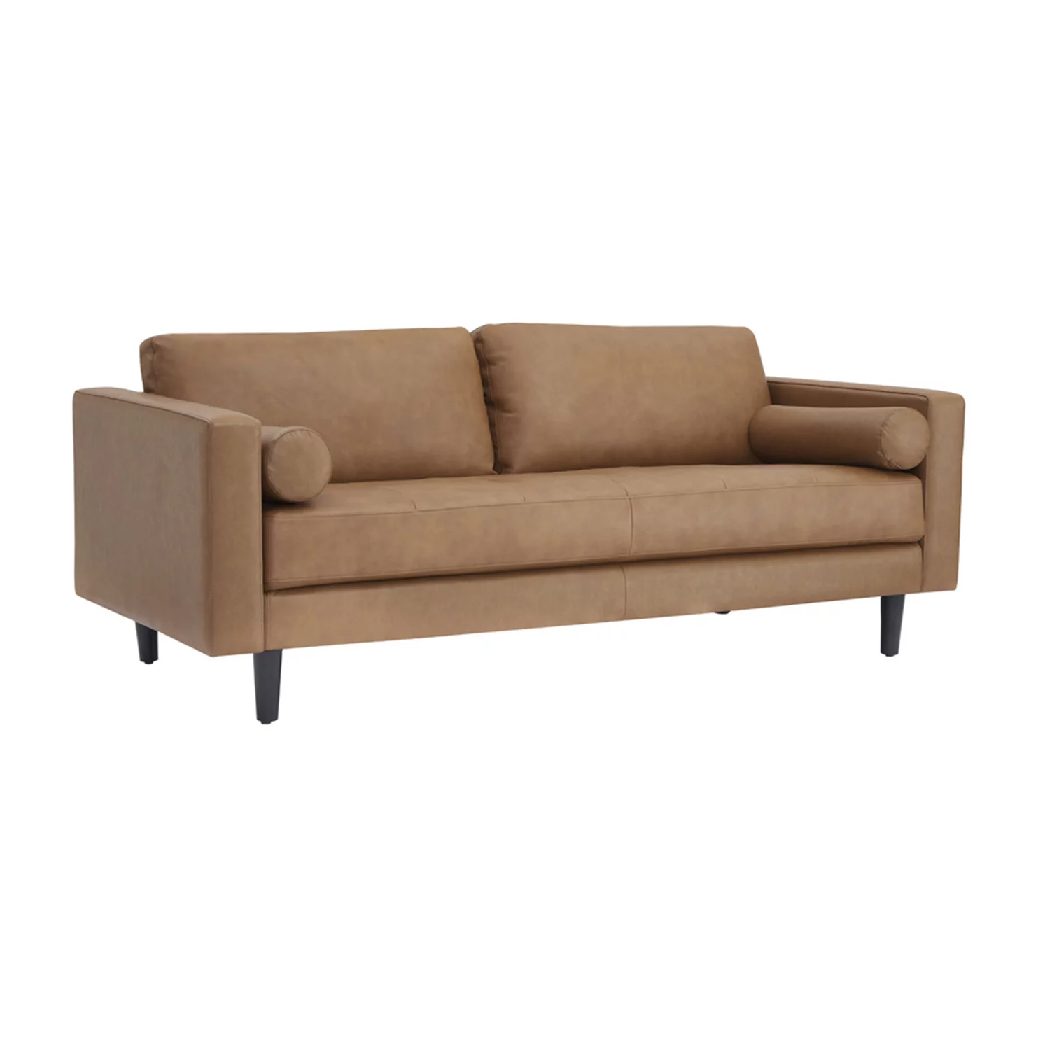 Naomi Home Marisa Top Grain Genuine Leather Mid-Century Sofa Set of 3, Chair/Loveseat/Sofa, Tan