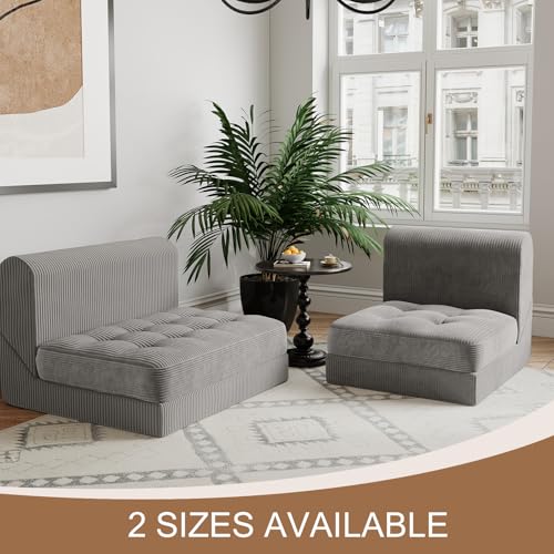 COMAX Folding Sofa Bed, Convertible Chair Bed Corduroy 3-in-1 Foldable Floor Couch with High-Density Foam, Futon Sofa Sleeper Mattress