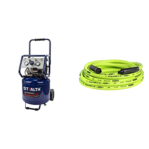 Stealth 12 Gallon Ultra Quiet Air Compressor, 1.5 HP Oil-Free Peak 150 PSI 68 Decibel Air Pump, 4 CFM @ 90 PSI