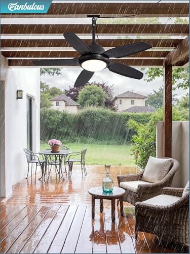 42 Inch Waterproof Outdoor Ceiling Fan with Lights and Remote,IP65 Hanging Gazebo Fan with 3CCT 6-Speed DC Motor