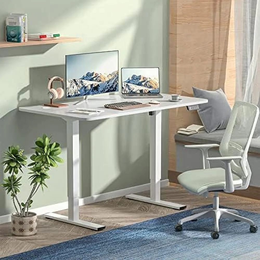 KHBIULIFE Standing Desk Electric Adjustable Desk Large 55 x 24 Sit Stand Up Desk Home Office Computer Desk Memory Preset with T-Shaped Metal Bracket