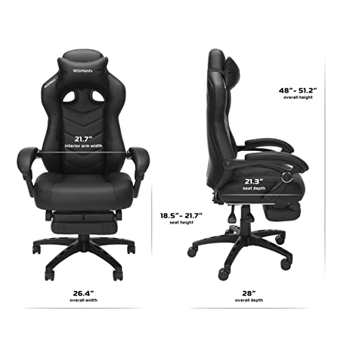 RESPAWN 110 Pro Gaming Chair - Gaming Chair with Footrest, Reclining Gaming Chair, Video Gaming Computer Desk Chair, Adjustable Desk Chair
