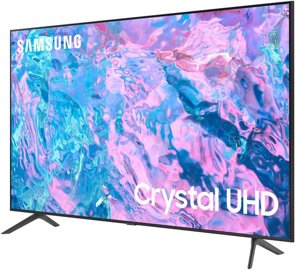 Samsung UN50CU7000 50 inch Crystal UHD 4K Smart TV (2023) Bundle with Monster TV Full Motion Wall Mount for 32"-70" with 6 Piece Sound Reactive
