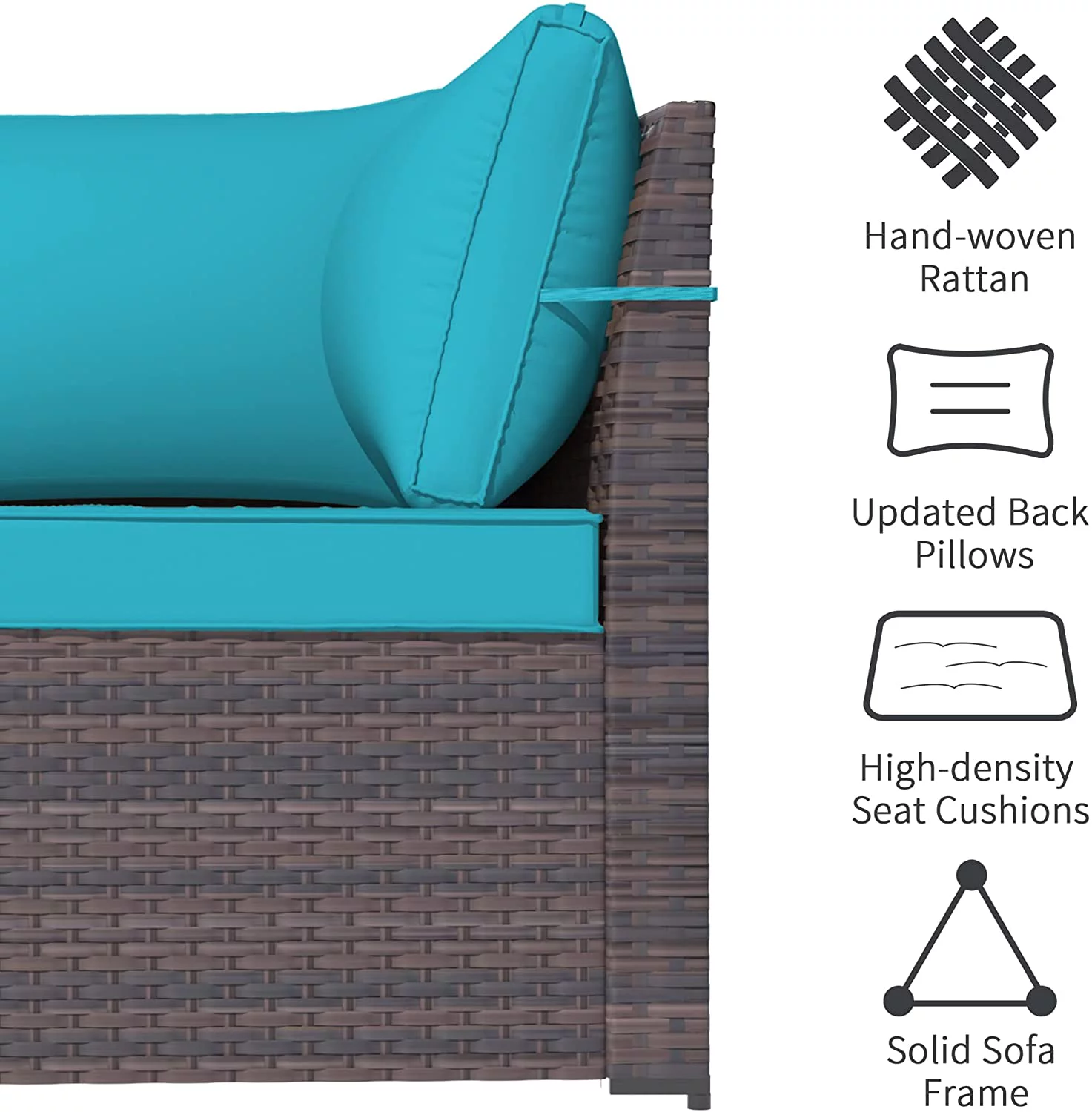 ALAULM Outdoor Patio Furniture Set, 6 Pieces Outdoor Sectional Furniture High Backrest Patio Sofa