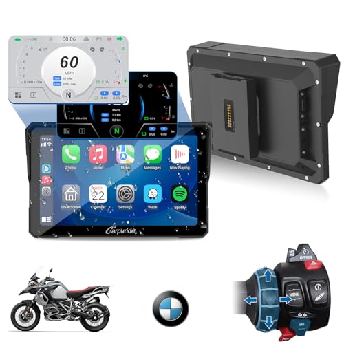 2025 CARPURIDE W702BS PRO for BMW Motorcycle CarPlay & Android Auto Dual Bluetooth, 7" Waterproof GPS Navigation Screen, Data Reading, Native Wonder