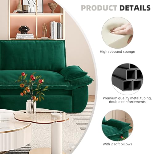 70.1" Futon Sofa Bed Queen Size, Pull Out Bed, 3-in-1 Convertible Sleeper Sofa with 2 Soft Pillows, Modern Velvet Futon Couch for Living Room