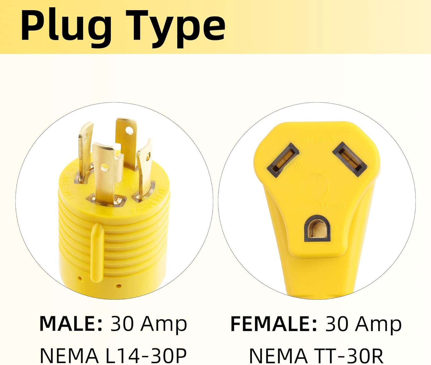 Flameweld RV Generator Adapter Cord - L14-30P Locking Male Plug to 14-50R Female with Handle