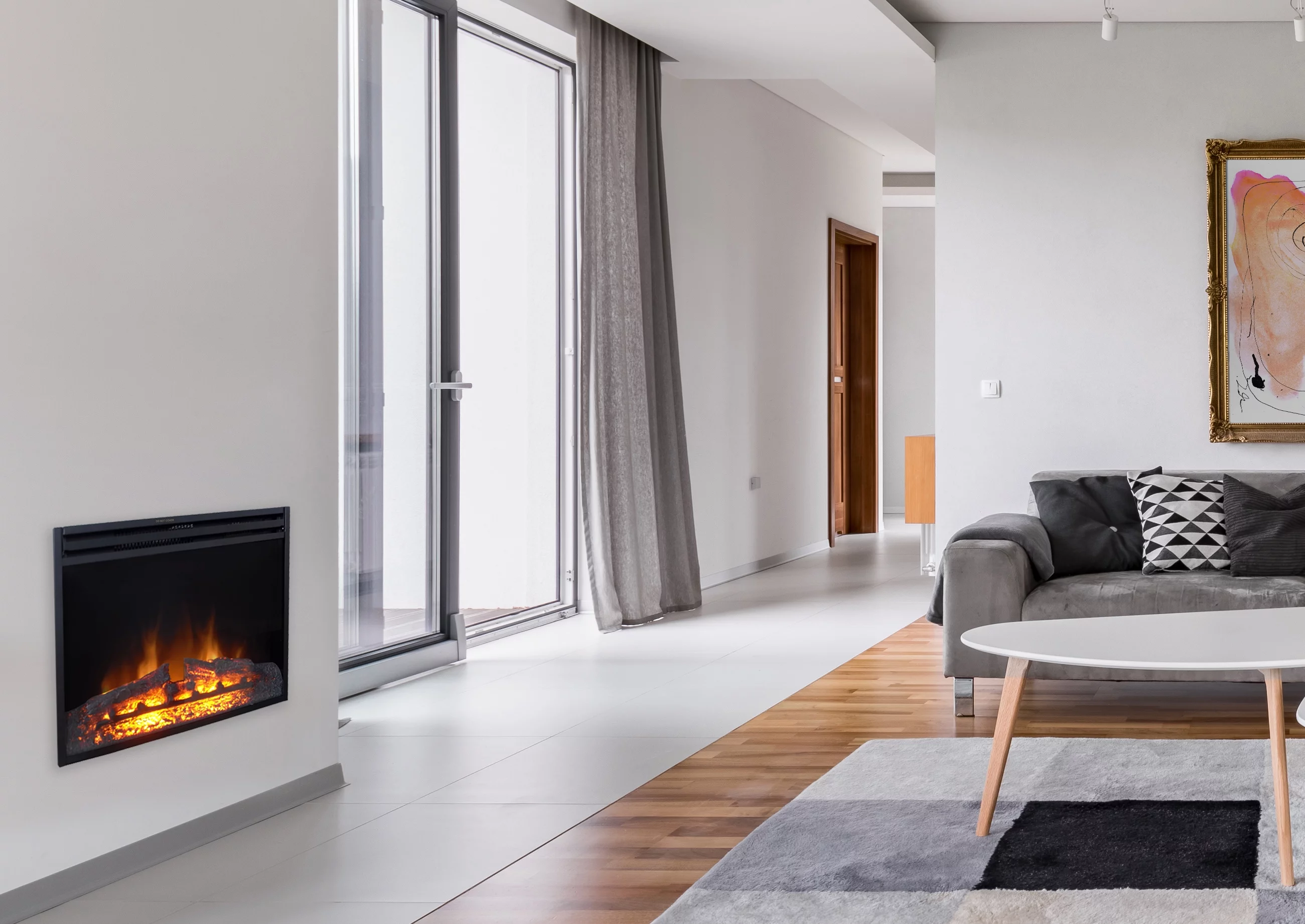 Cambridge 27-In. Freestanding 5116 BTU Electric Fireplace Heater Insert with Remote Control and 9-Hour Timer