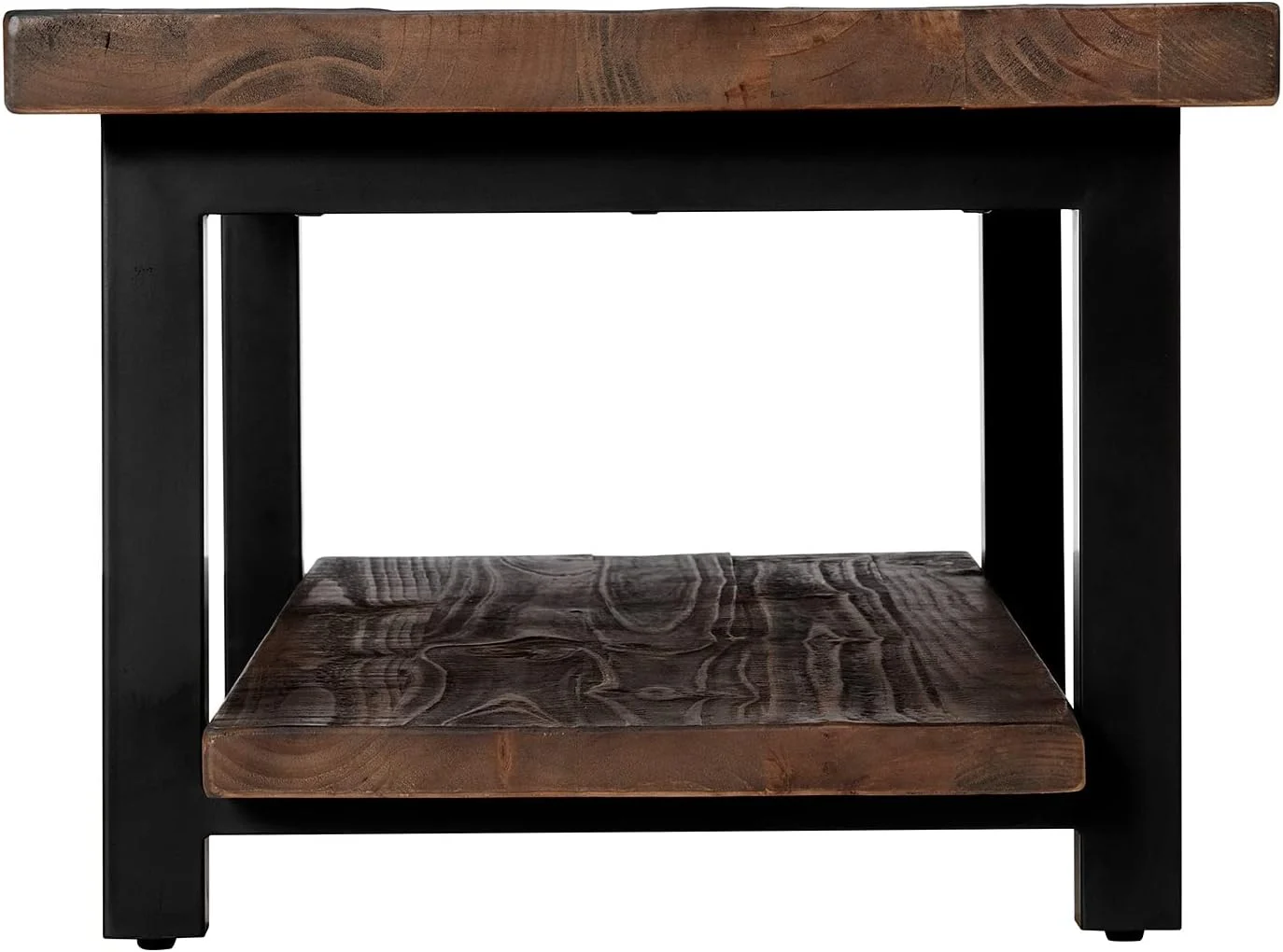 Furniture Pomona Rustic Industrial Modern Vintage Metal and Solid Wood Coffee Table  Easy Assembly  42 in x 24 in x 18 in  Brown